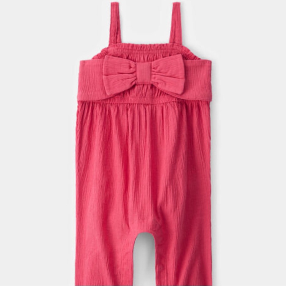 Carter's Raspberry Bow-Front Romper Jumpsuit